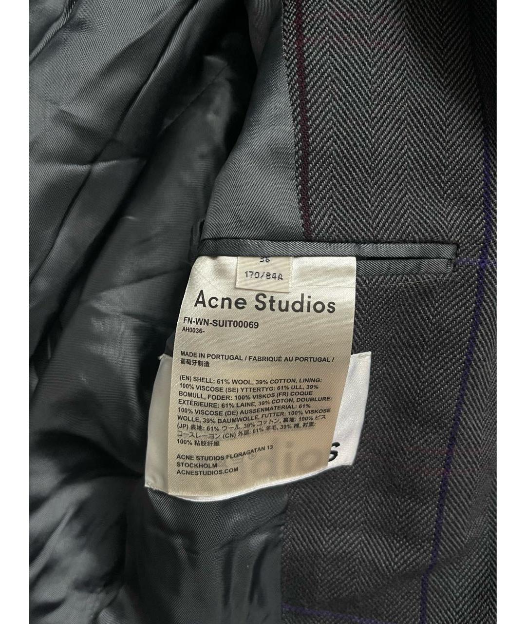 ACNE STUDIOS Антрацитовый шерстяной жакет/пиджак, фото 5