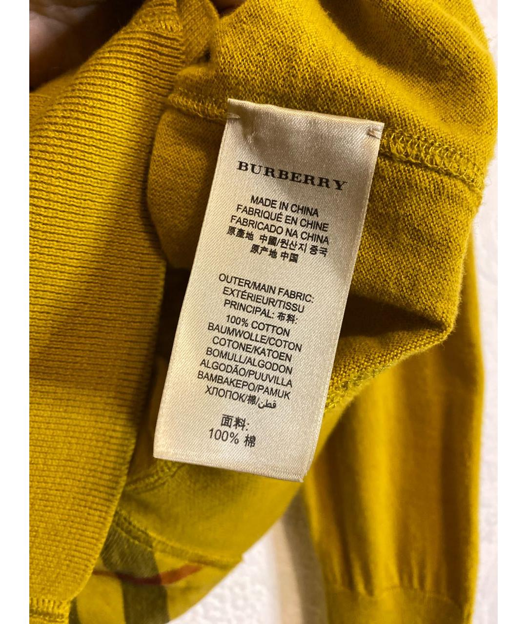 BURBERRY Горчичный хлопковый кардиган, фото 6