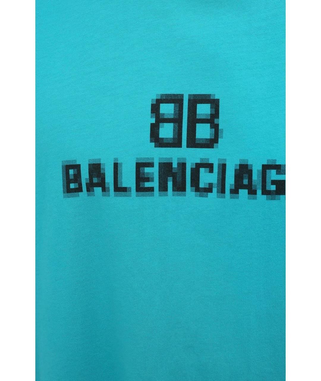 BALENCIAGA Голубая хлопковая футболка, фото 4