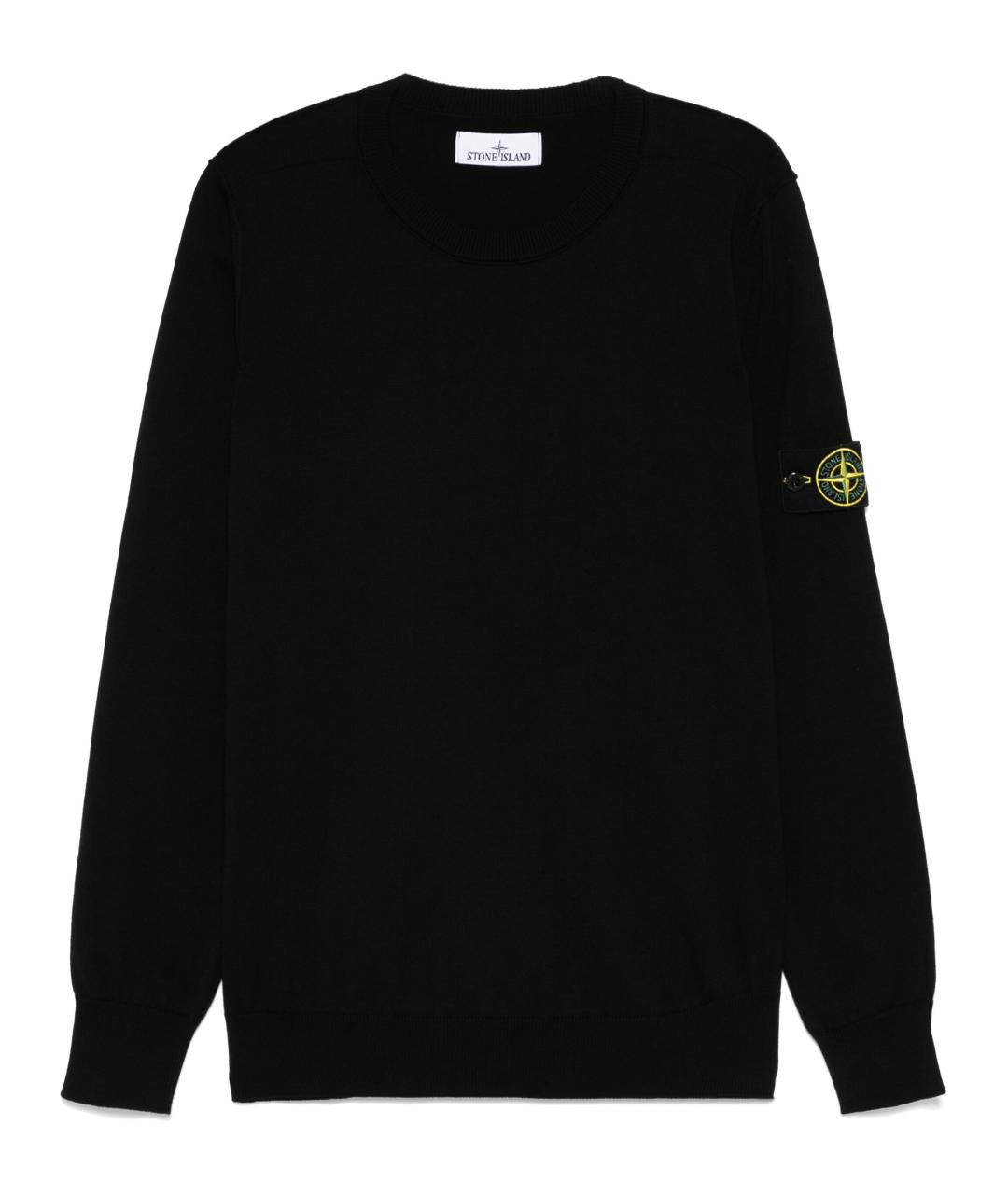 STONE ISLAND Черный хлопковый джемпер / свитер, фото 1