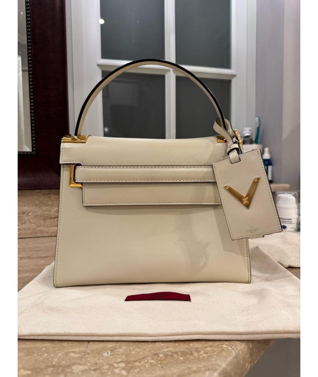 VALENTINO Белая кожаная сумка с короткими ручками, фото 2