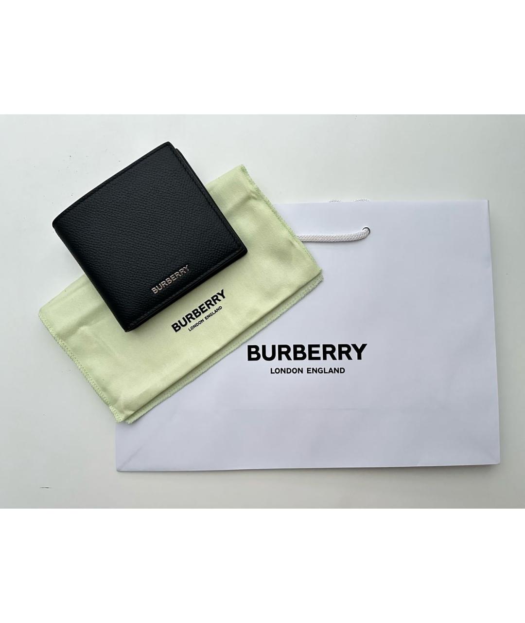 BURBERRY Черный кожаный кошелек, фото 2