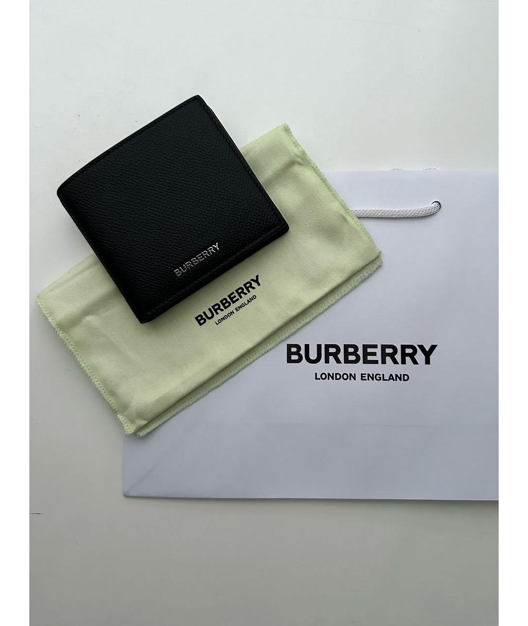 BURBERRY Черный кожаный кошелек, фото 6