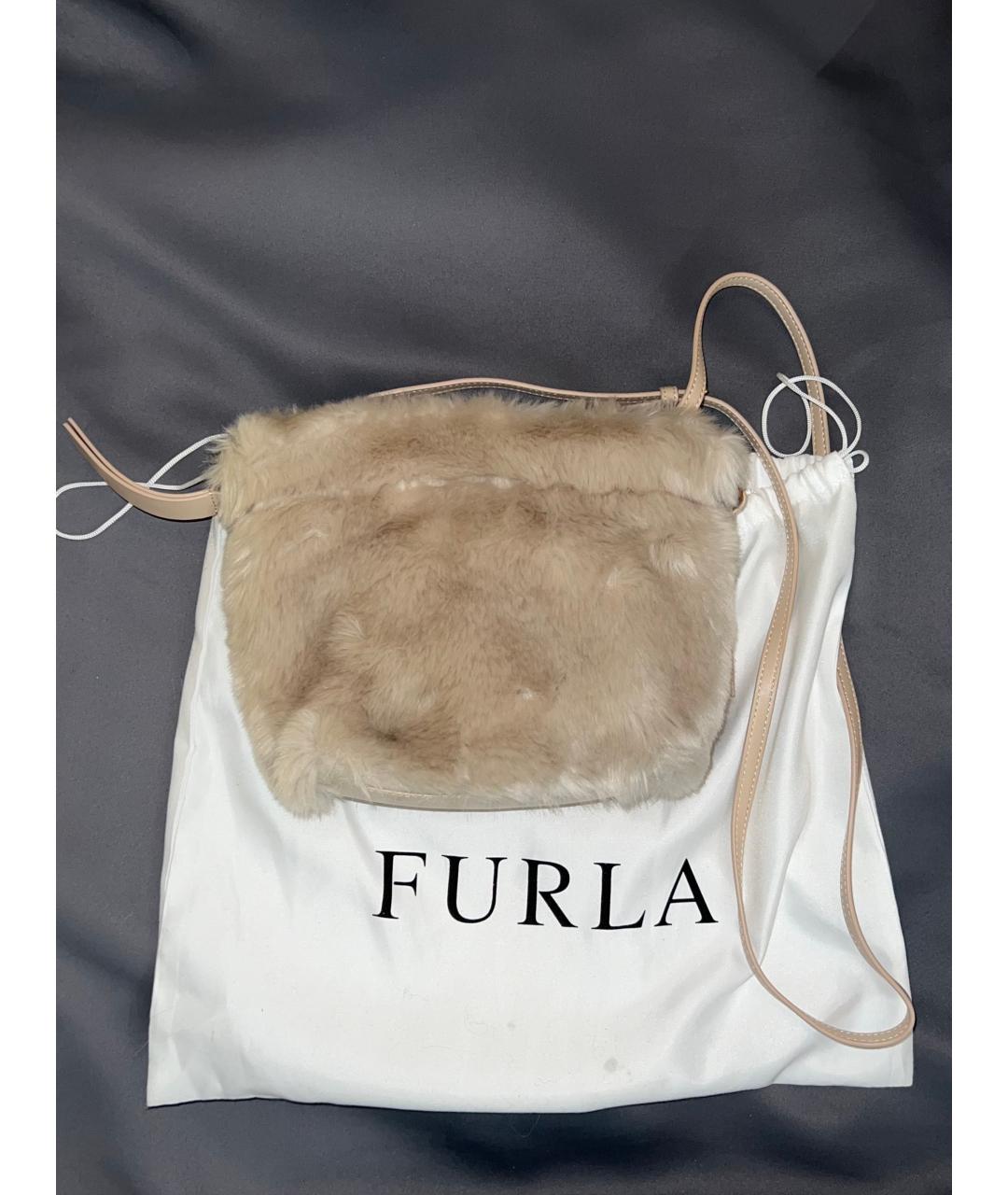 FURLA Бежевая меховая сумка через плечо, фото 5