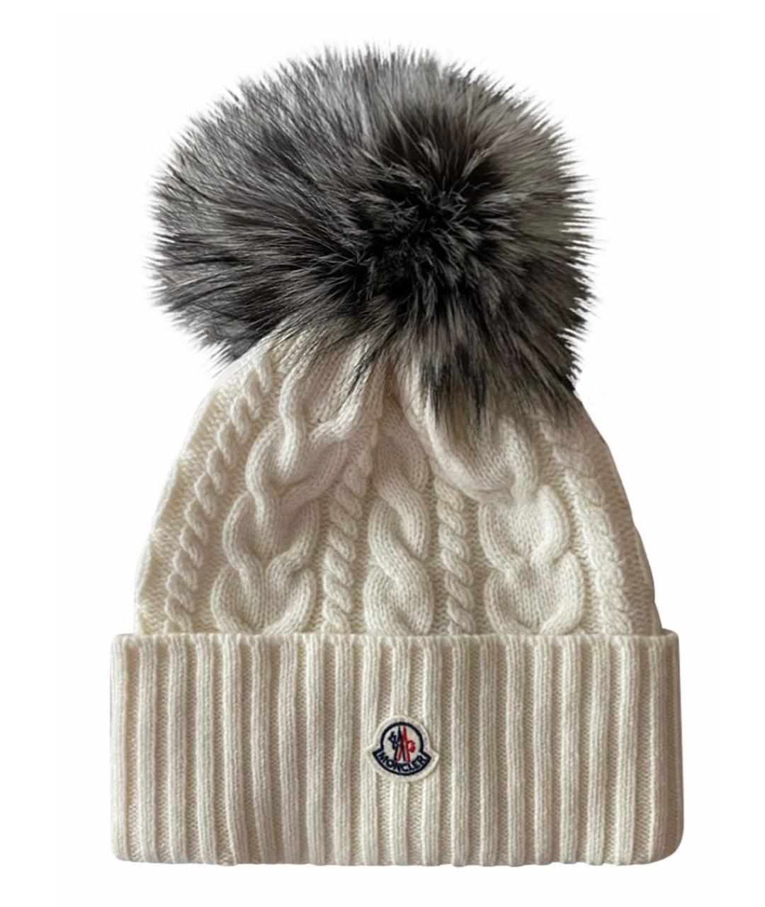 MONCLER Белая шерстяная шапка, фото 5