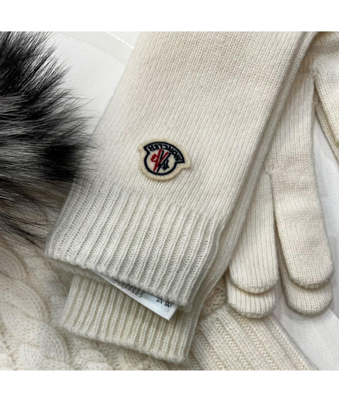 MONCLER Белые кашемировые перчатки, фото 2