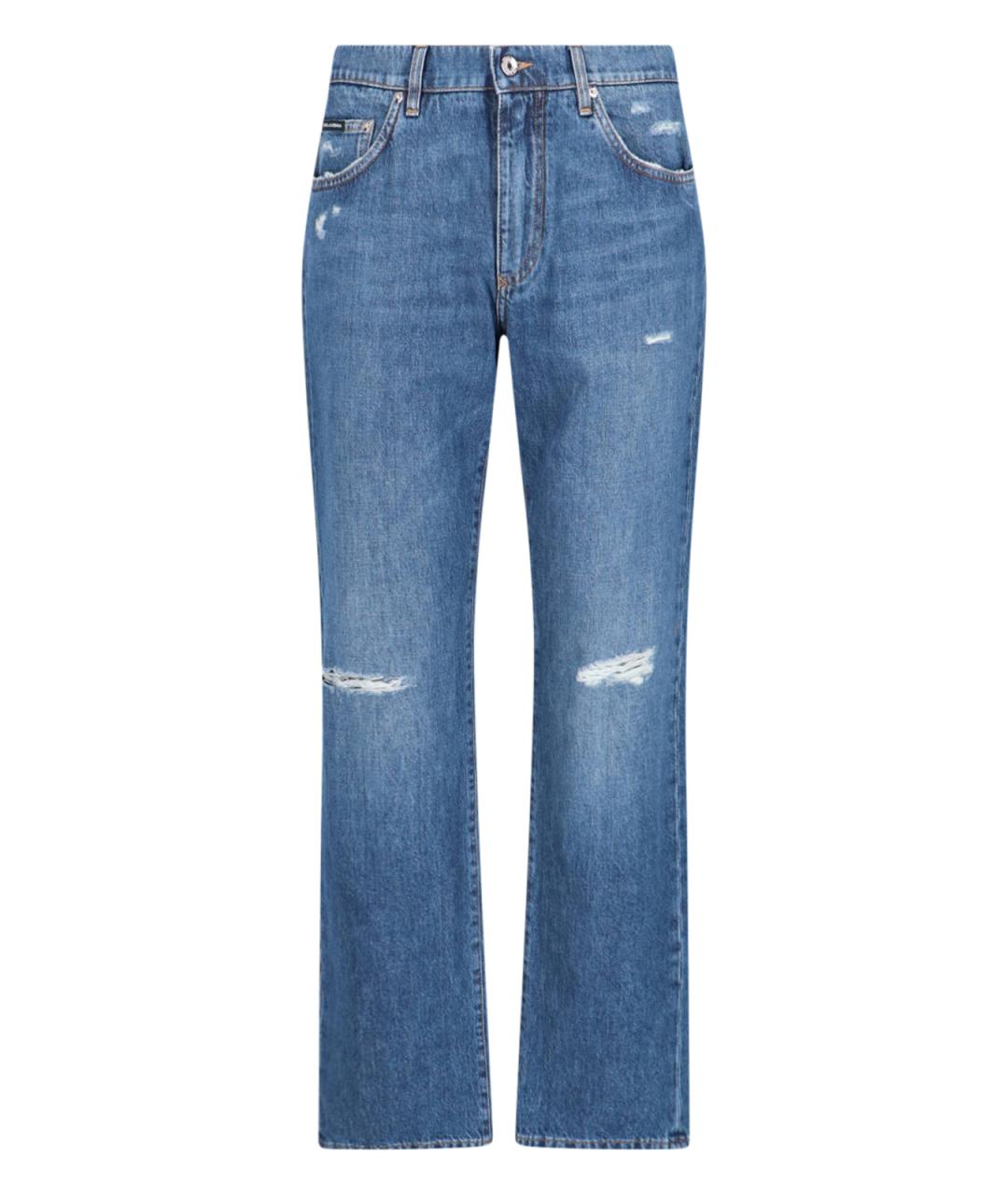 DOLCE&GABBANA Синие хлопковые прямые джинсы, фото 1