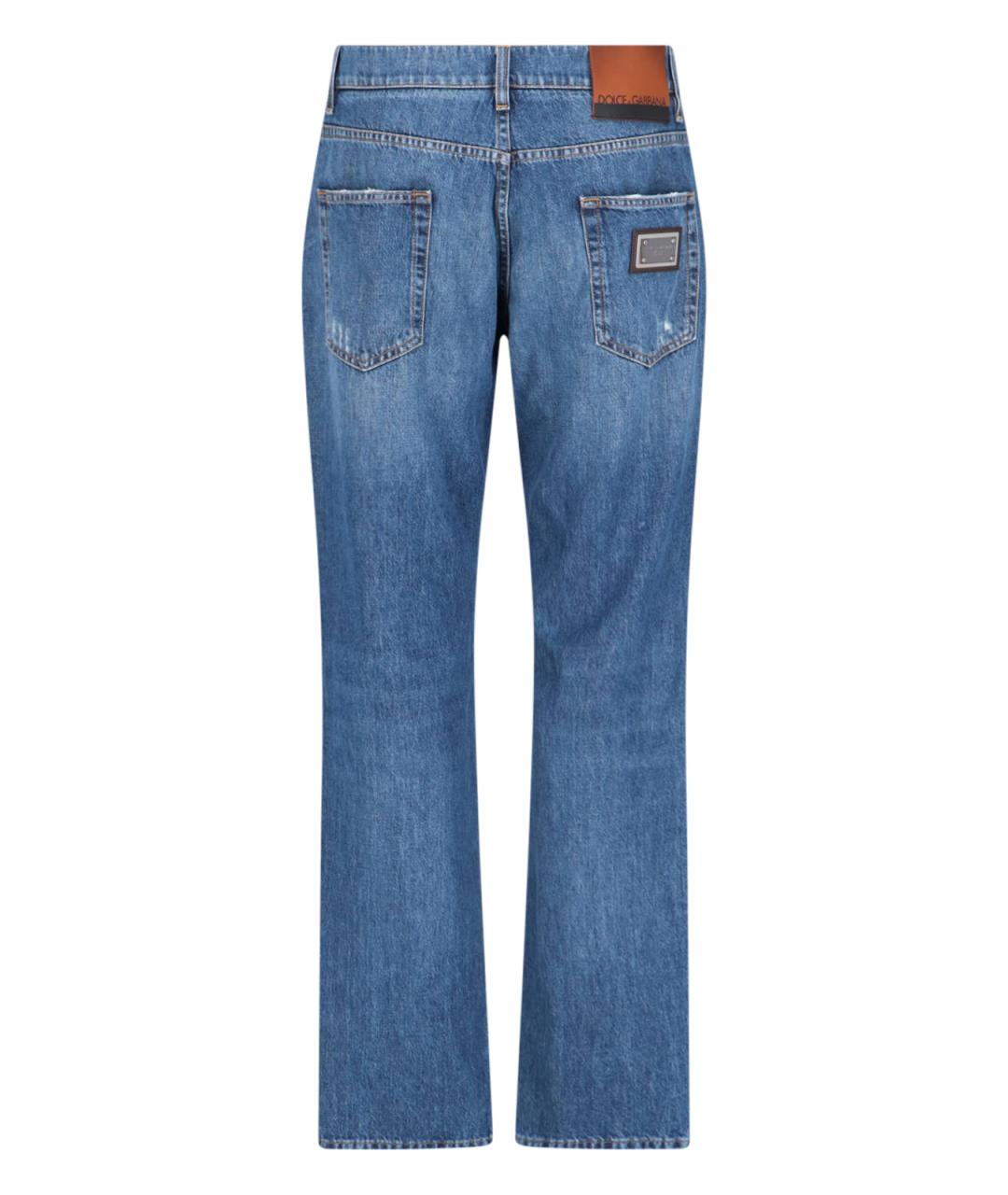 DOLCE&GABBANA Синие хлопковые прямые джинсы, фото 2