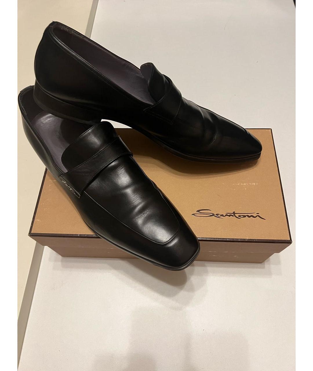 SANTONI Черные кожаные низкие ботинки, фото 6