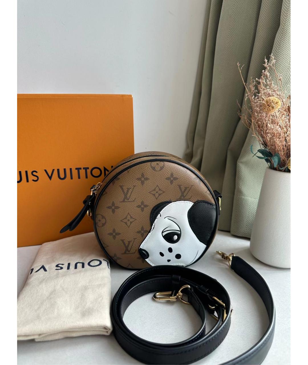 LOUIS VUITTON Коричневая кожаная сумка через плечо, фото 6