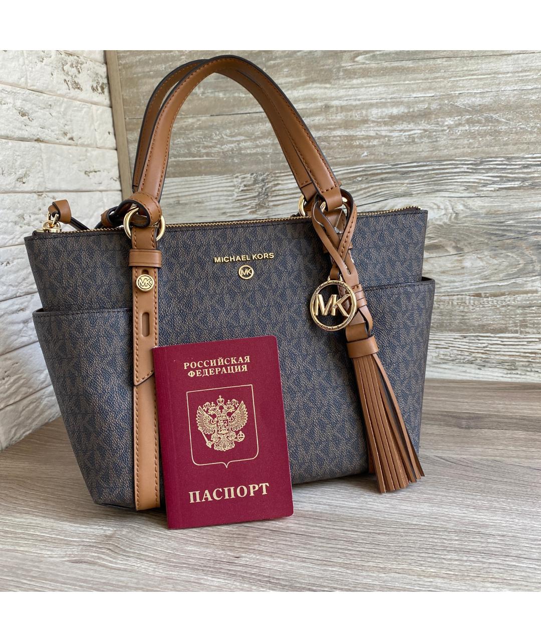 MICHAEL KORS Коричневая сумка тоут, фото 9