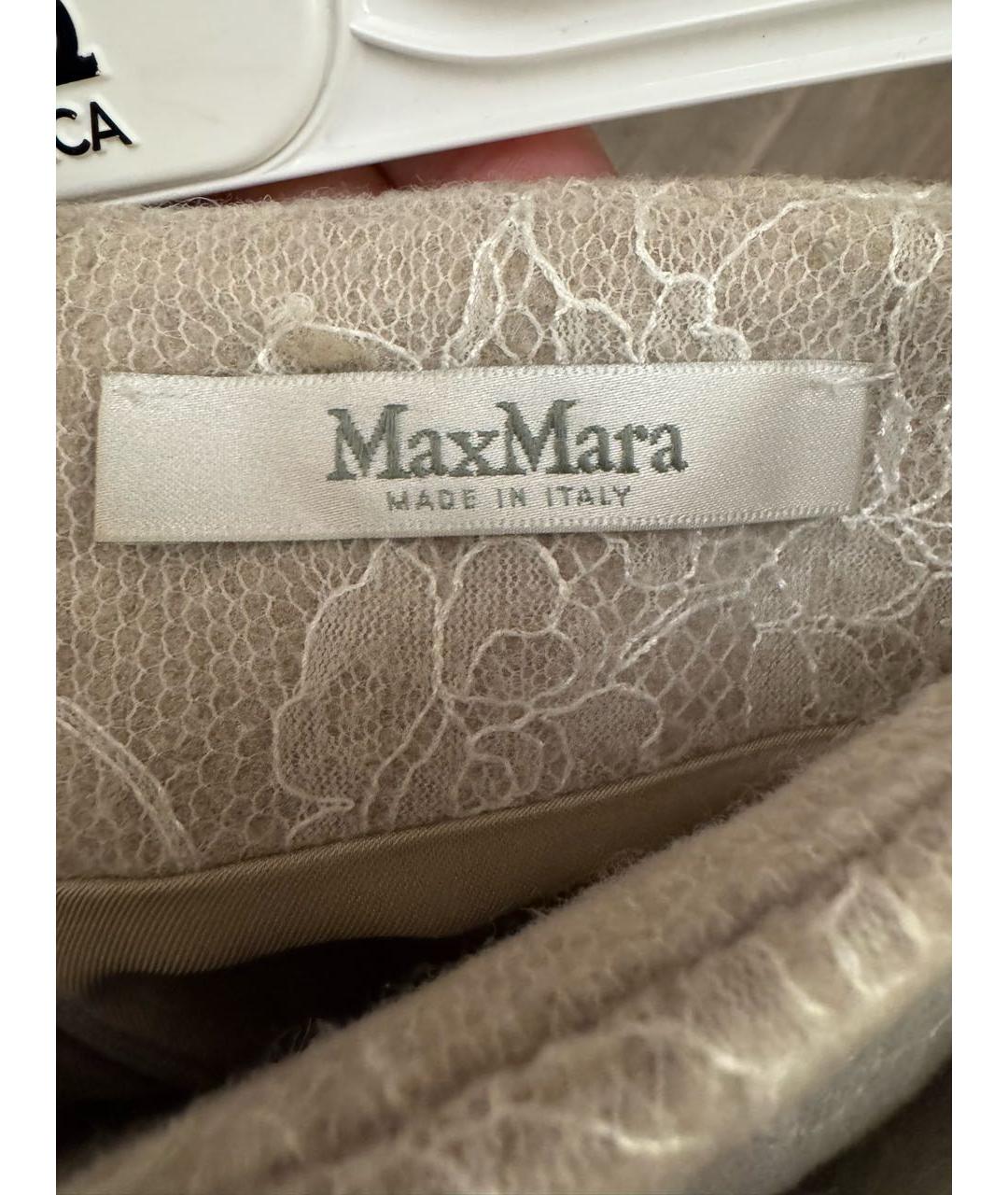 MAX MARA Бежевая шерстяная юбка миди, фото 3