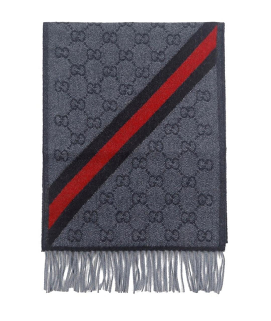 GUCCI Серый шерстяной шарф, фото 1