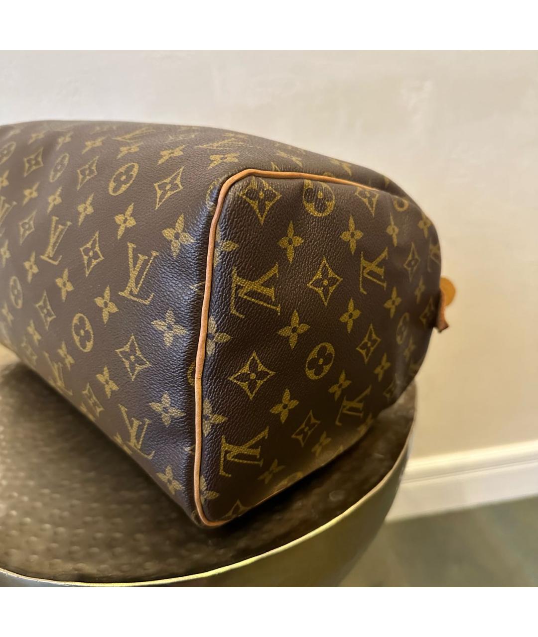 LOUIS VUITTON Коричневая кожаная сумка с короткими ручками, фото 6