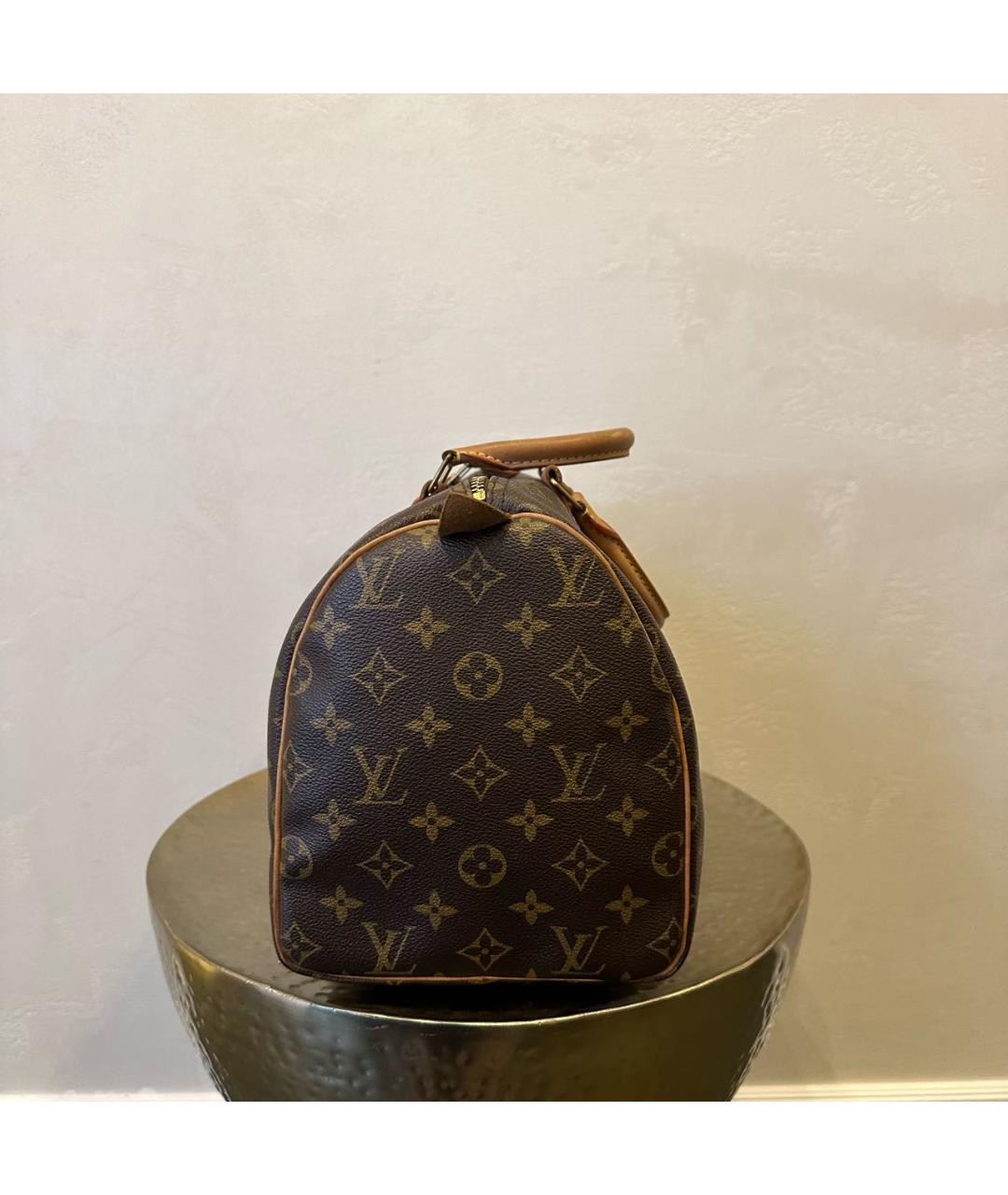 LOUIS VUITTON Коричневая кожаная сумка с короткими ручками, фото 3