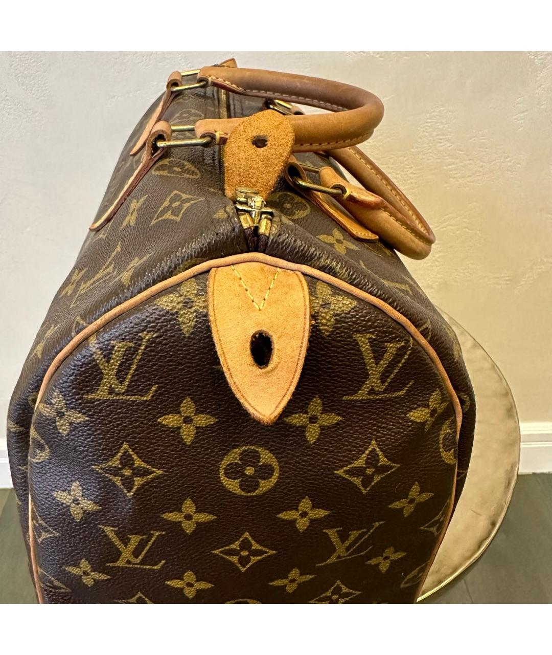 LOUIS VUITTON Коричневая кожаная сумка с короткими ручками, фото 7