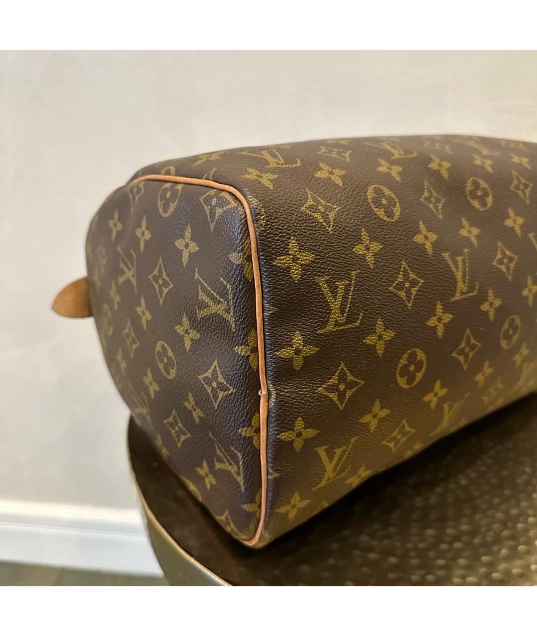 LOUIS VUITTON Коричневая кожаная сумка с короткими ручками, фото 5