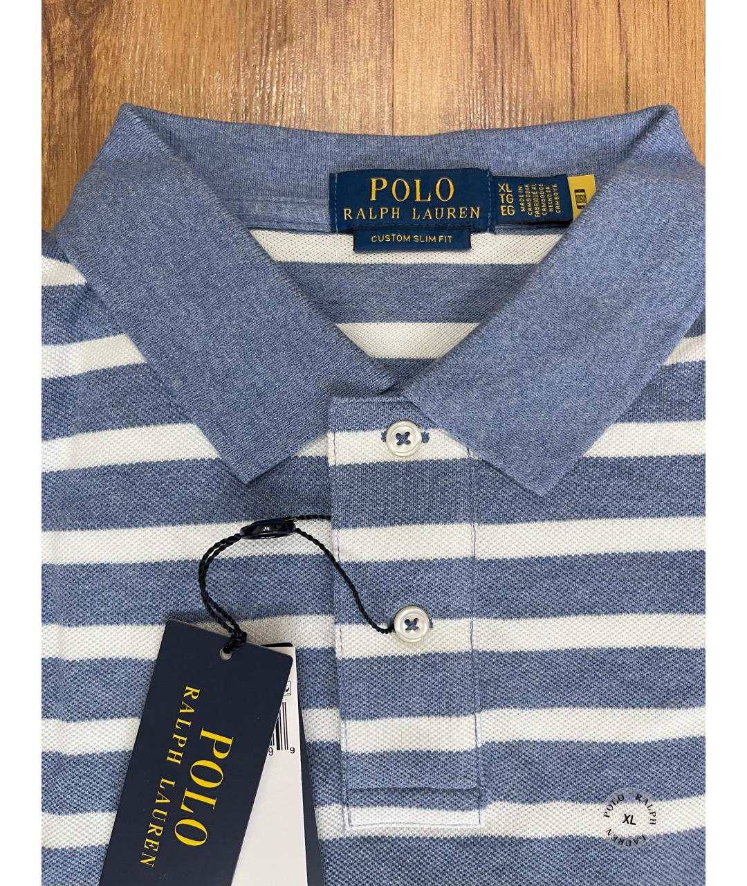 POLO RALPH LAUREN Голубое хлопковое поло с коротким рукавом, фото 3