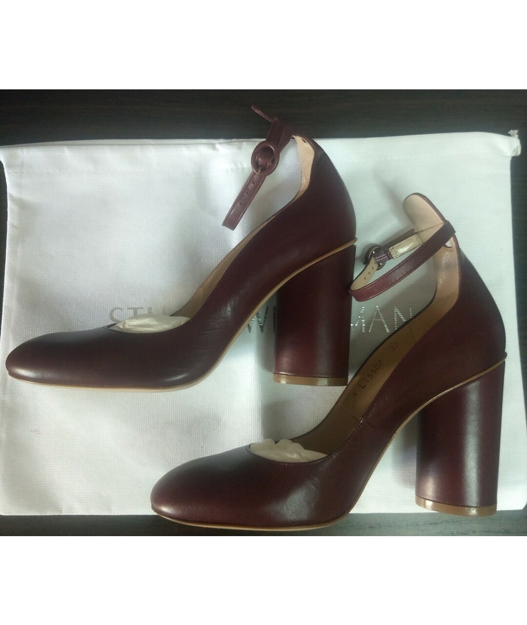 STUART WEITZMAN Бордовые кожаные туфли, фото 3