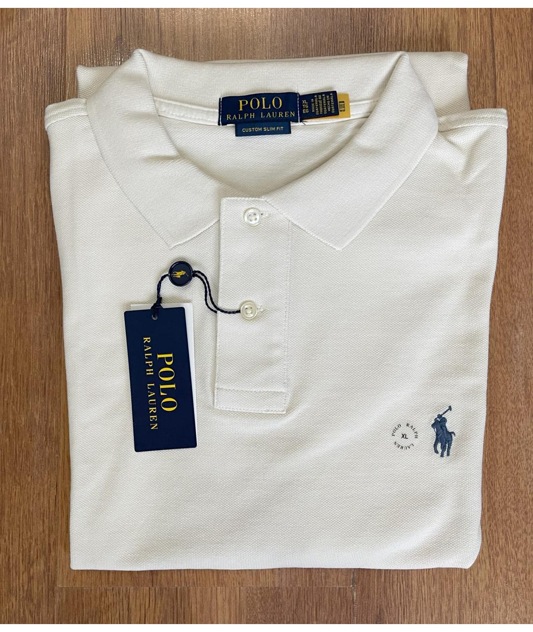 POLO RALPH LAUREN Бежевое хлопковое поло с коротким рукавом, фото 2