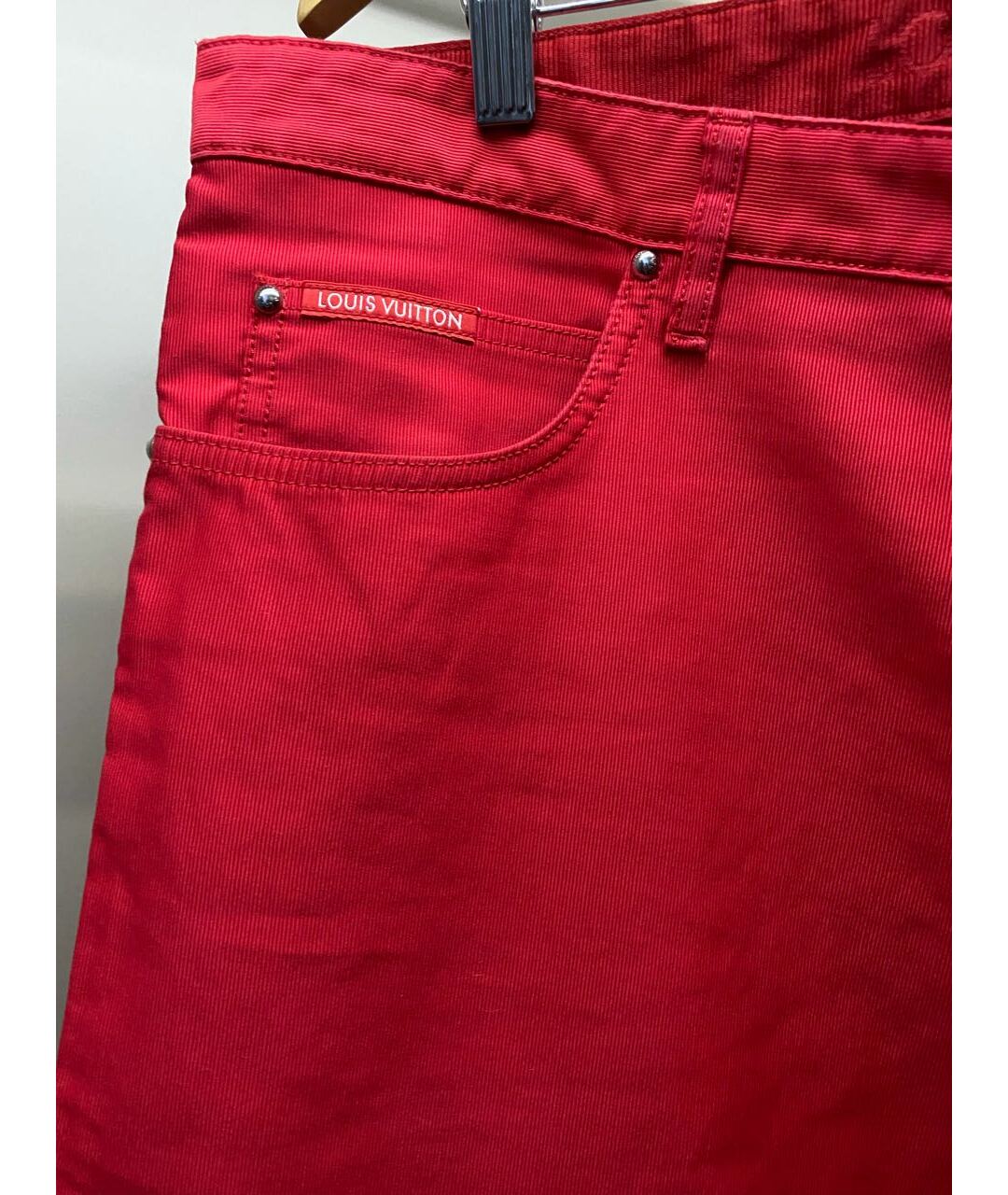 LOUIS VUITTON PRE-OWNED Красные хлопковые прямые джинсы, фото 4