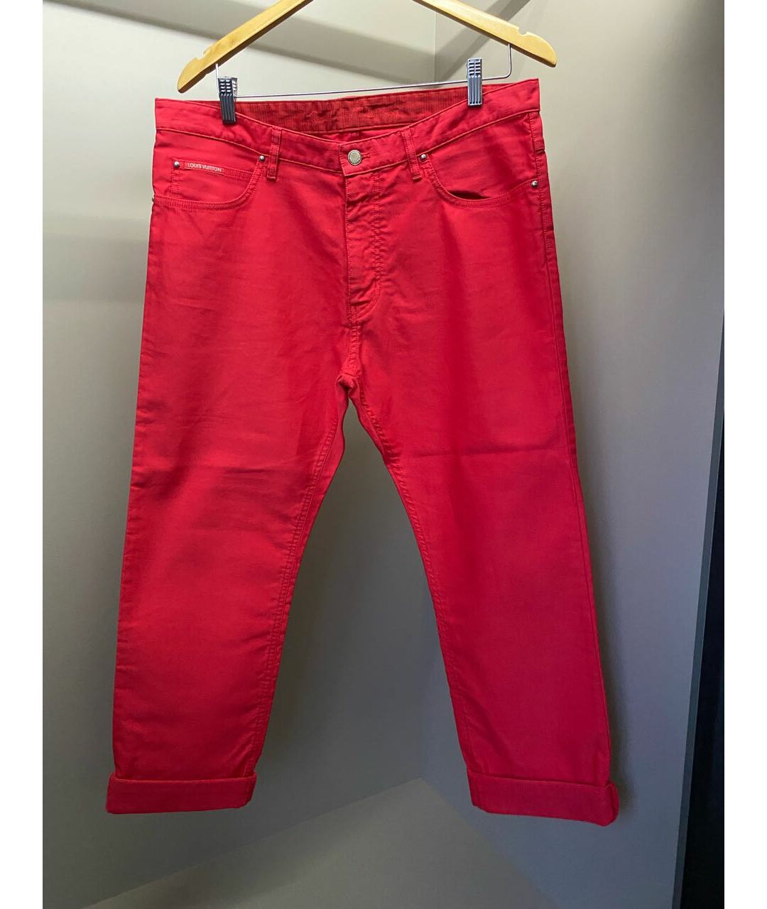 LOUIS VUITTON PRE-OWNED Красные хлопковые прямые джинсы, фото 7
