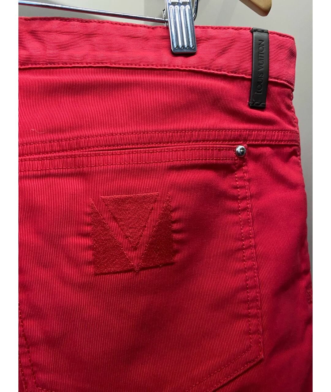 LOUIS VUITTON PRE-OWNED Красные хлопковые прямые джинсы, фото 3