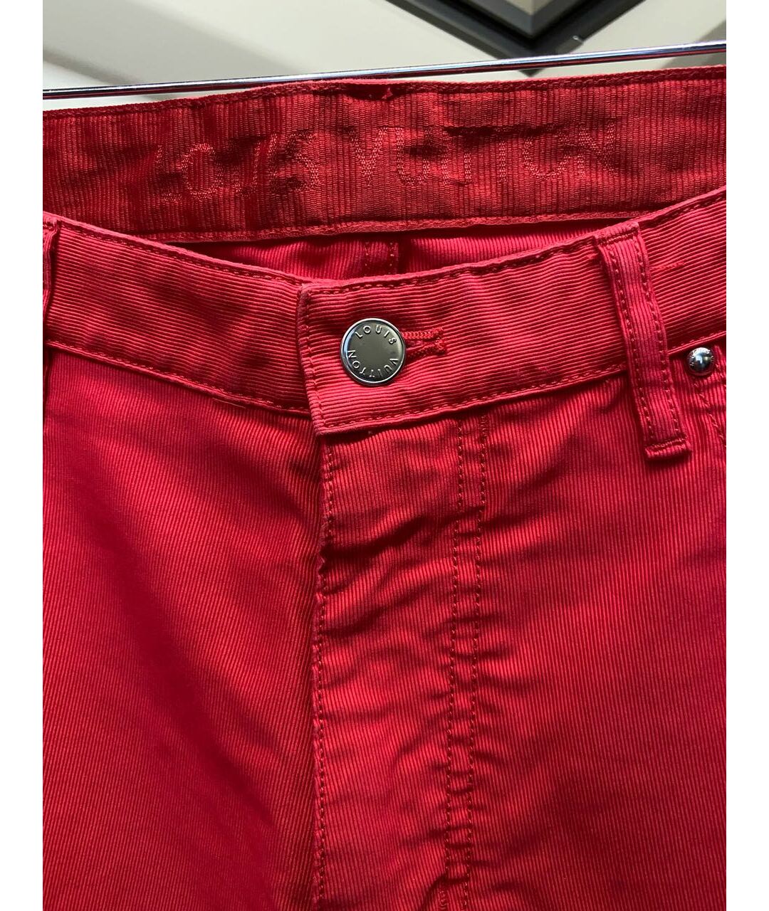 LOUIS VUITTON PRE-OWNED Красные хлопковые прямые джинсы, фото 5