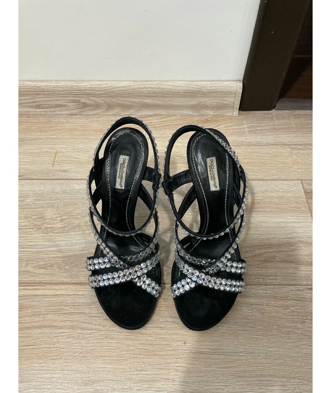 DOLCE&GABBANA Черные кожаные босоножки, фото 2