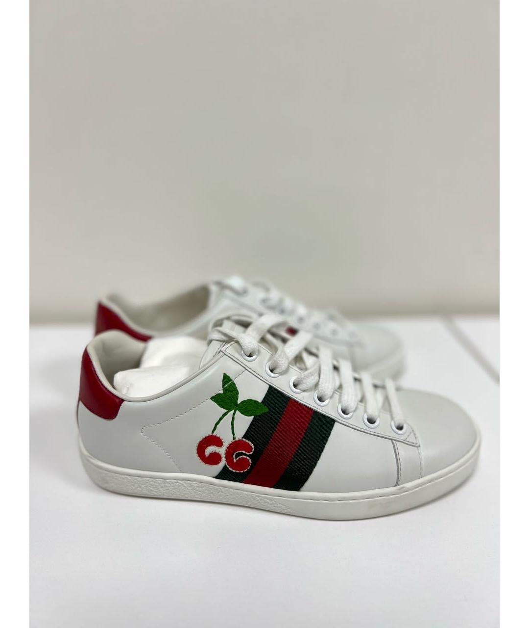 GUCCI Белые кожаные кеды, фото 8