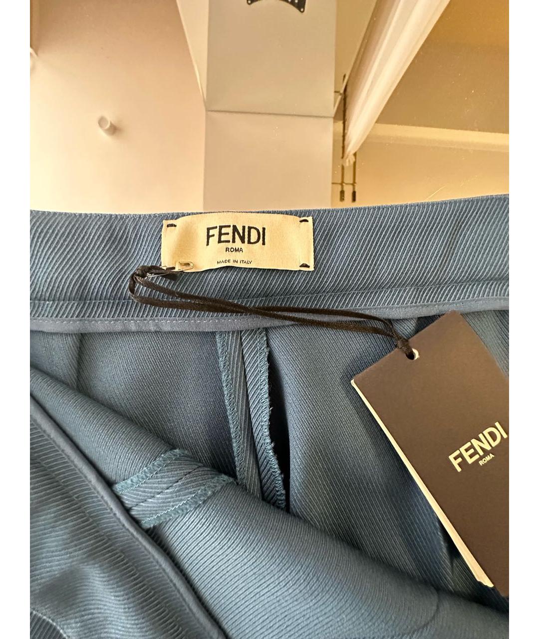 FENDI Голубые прямые брюки, фото 3