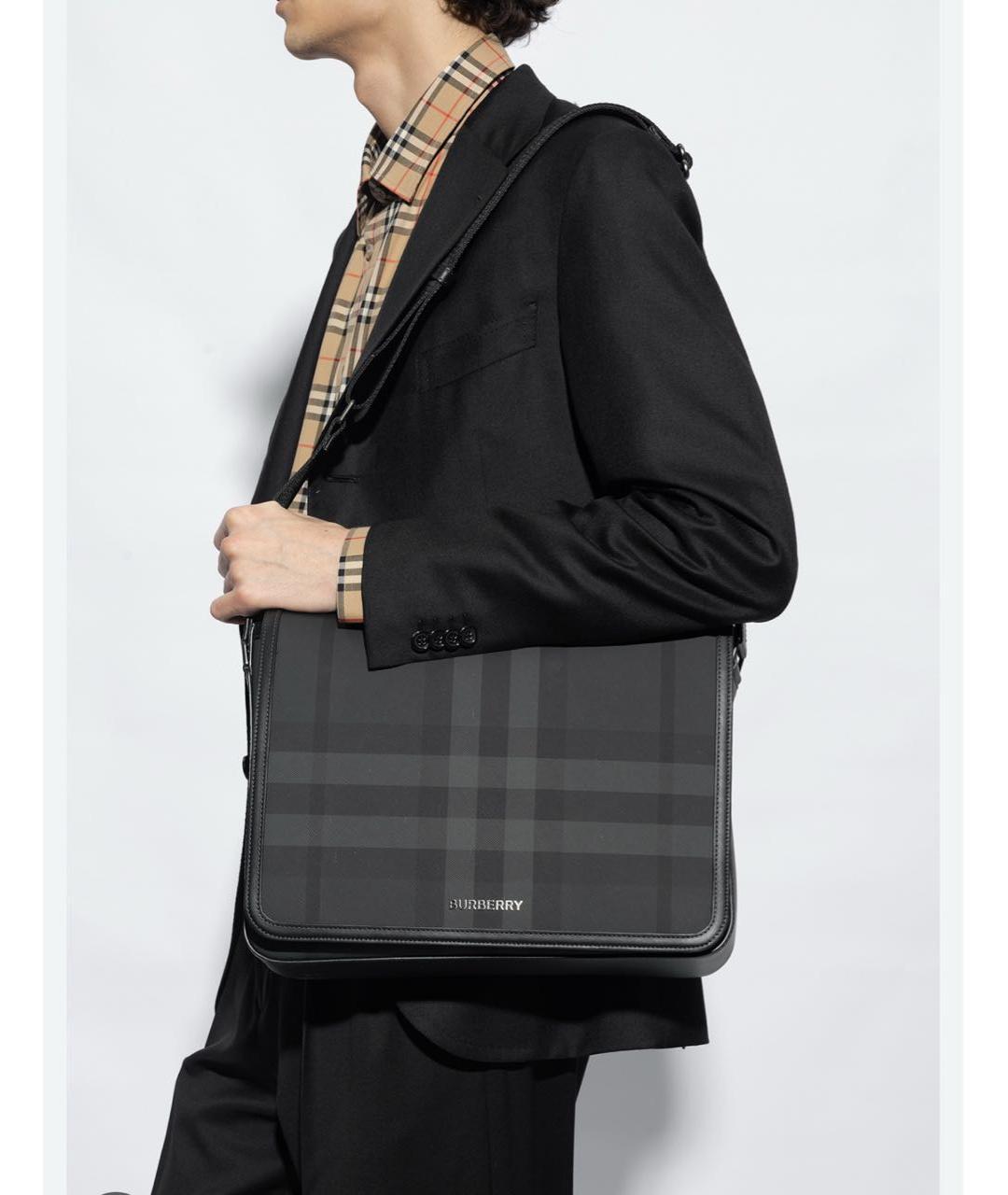 BURBERRY Черная кожаная сумка на плечо, фото 7