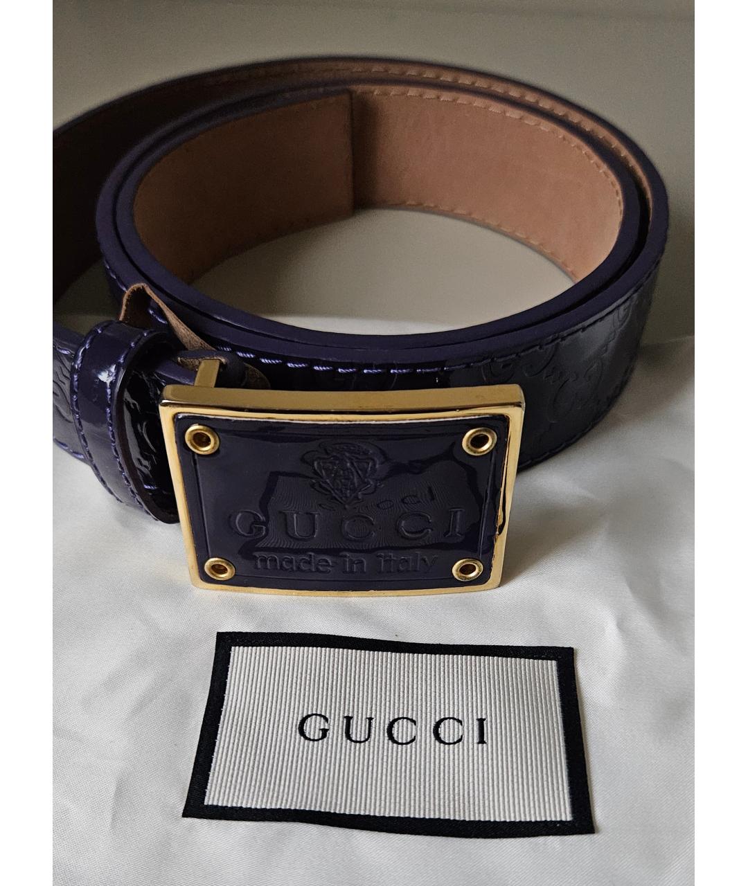 GUCCI Фиолетовый кожаный ремень, фото 7