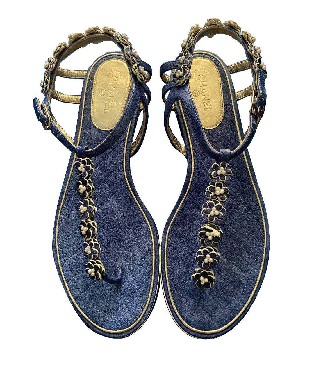 CHANEL PRE-OWNED Синие кожаные сандалии, фото 4