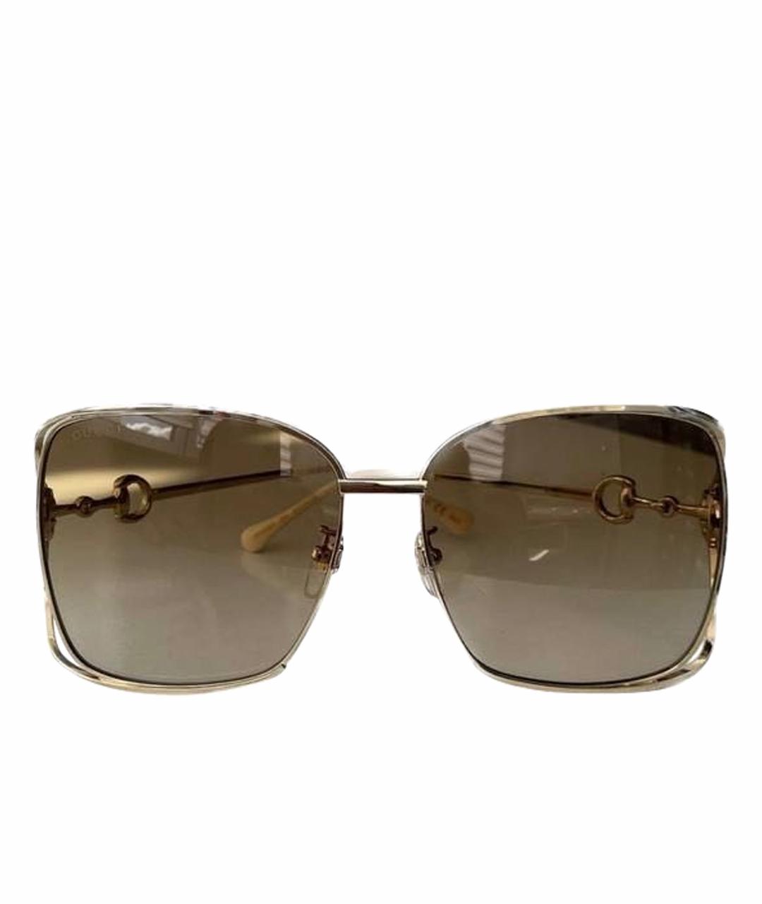 GUCCI Золотые металлические солнцезащитные очки, фото 1