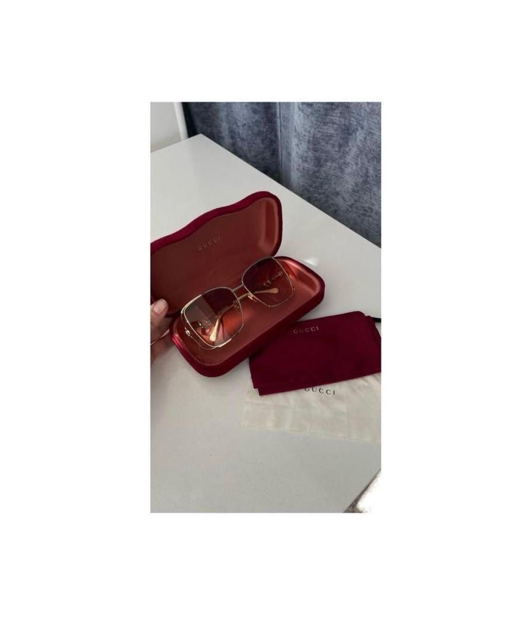 GUCCI Золотые металлические солнцезащитные очки, фото 5