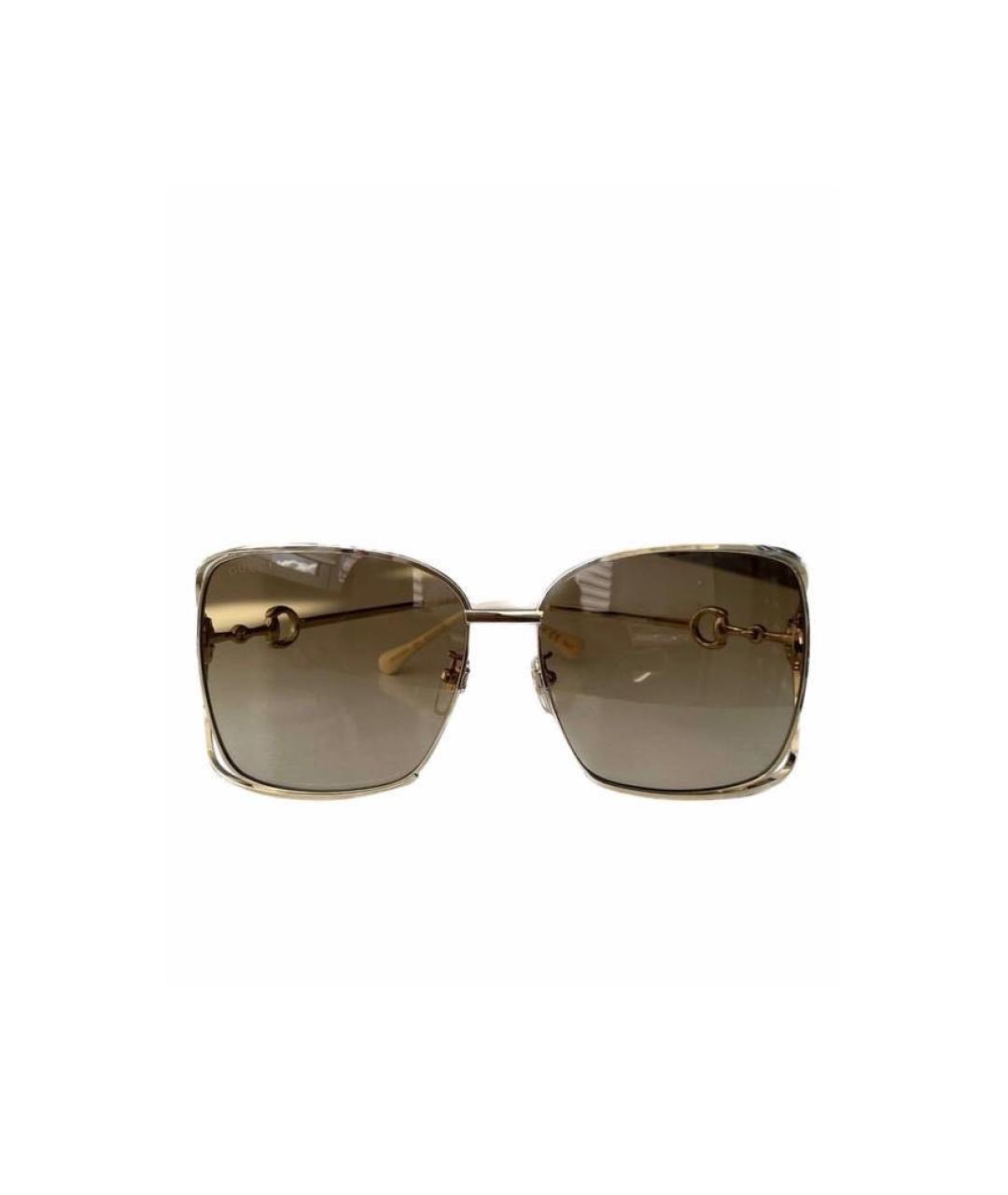 GUCCI Золотые металлические солнцезащитные очки, фото 7