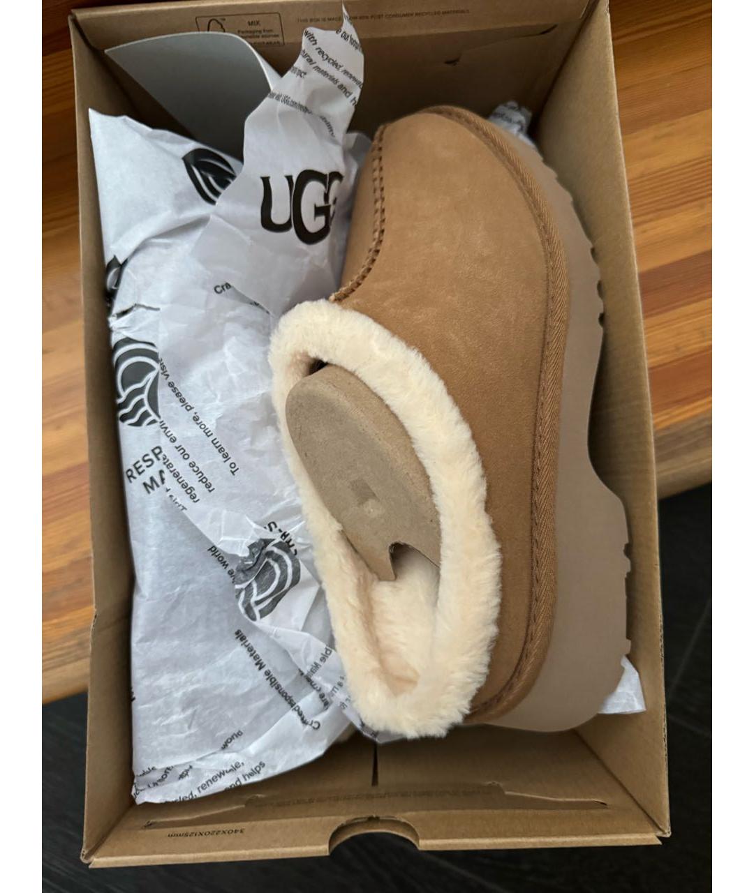 UGG AUSTRALIA Бежевые нубуковые сабо, фото 4