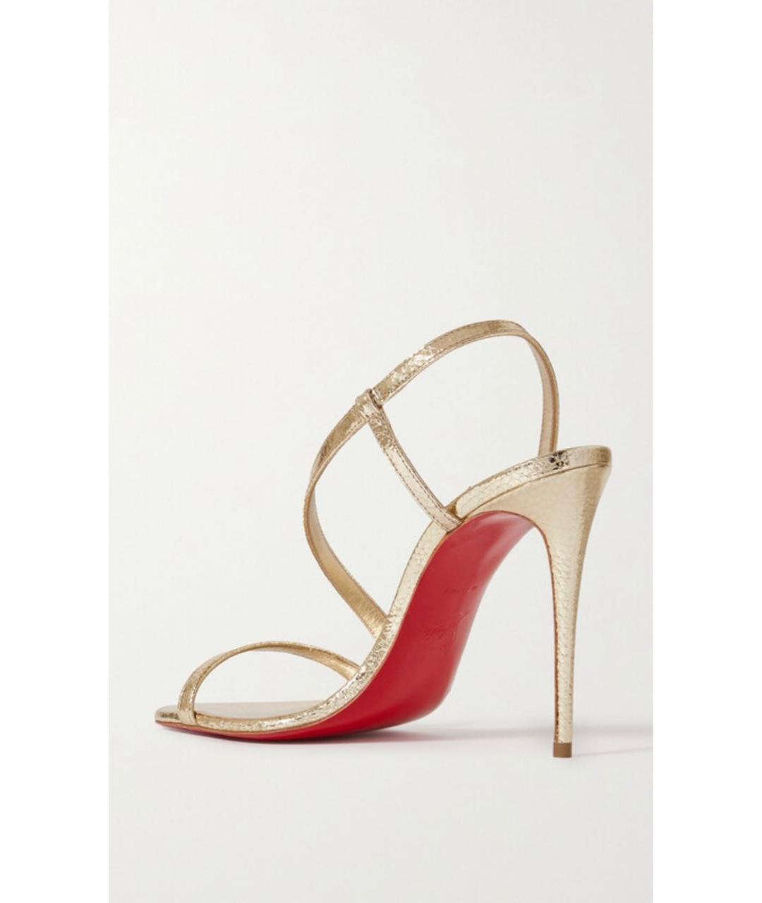 CHRISTIAN LOUBOUTIN Золотые кожаные босоножки, фото 3