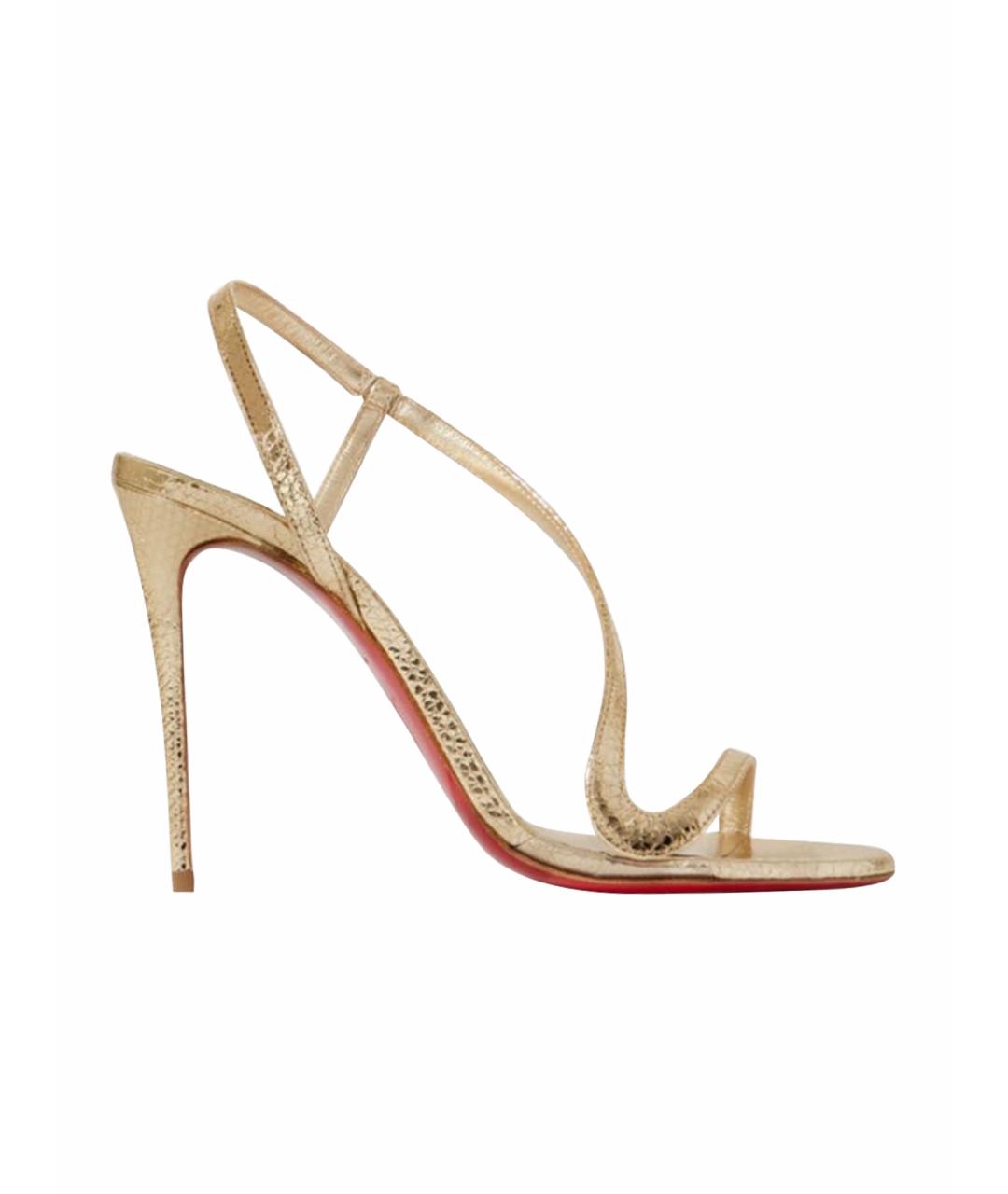 CHRISTIAN LOUBOUTIN Золотые кожаные босоножки, фото 1