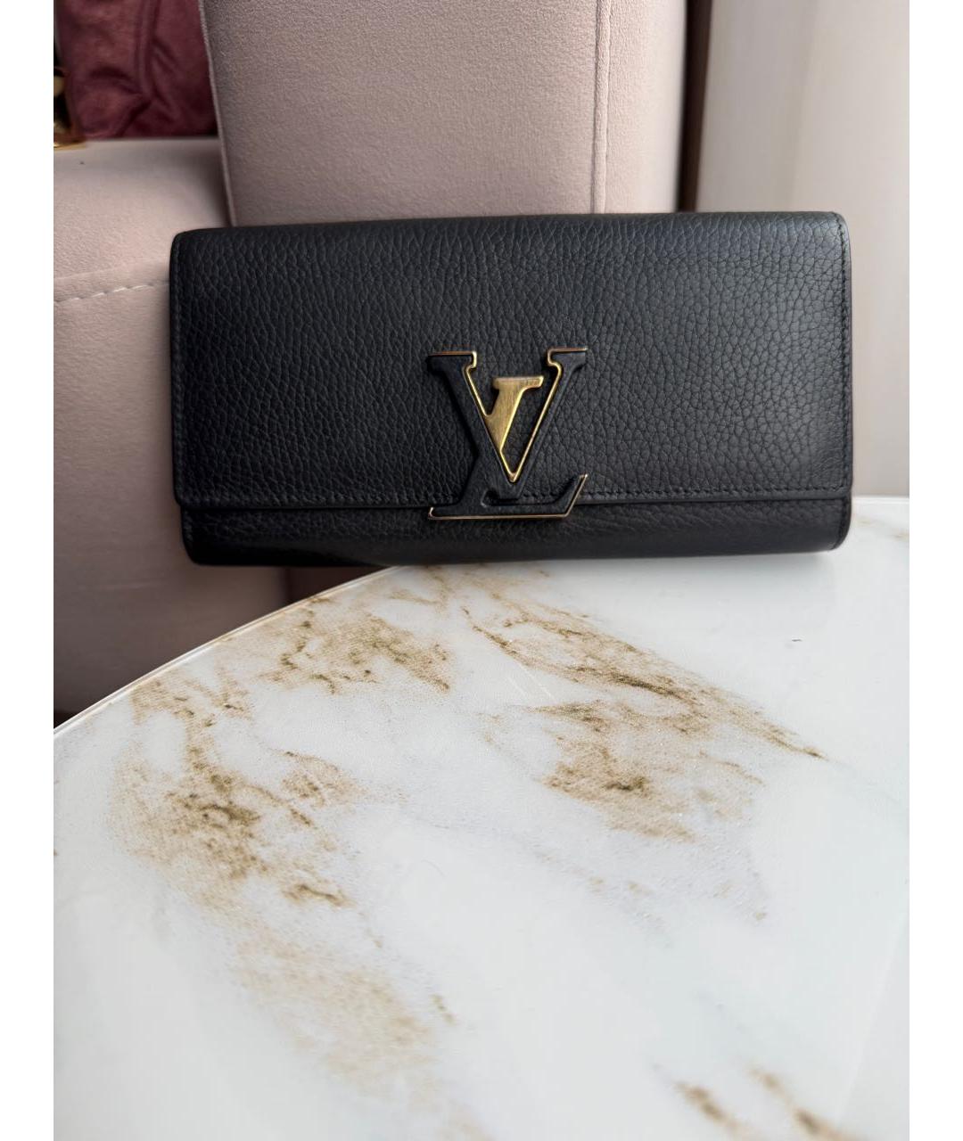 LOUIS VUITTON Черный кожаный кошелек, фото 8