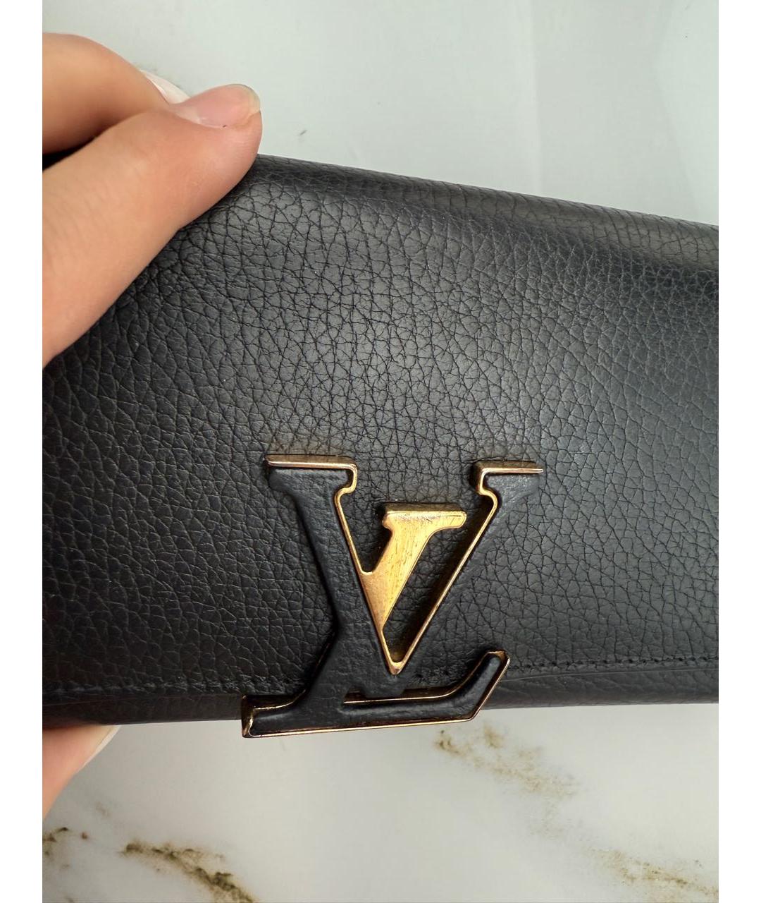 LOUIS VUITTON Черный кожаный кошелек, фото 2