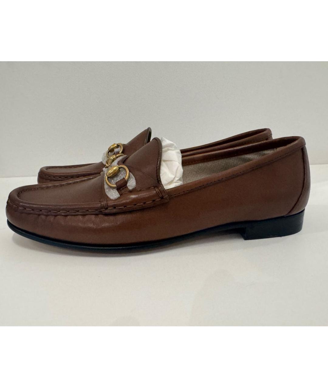 GUCCI Коричневые кожаные лоферы, фото 3
