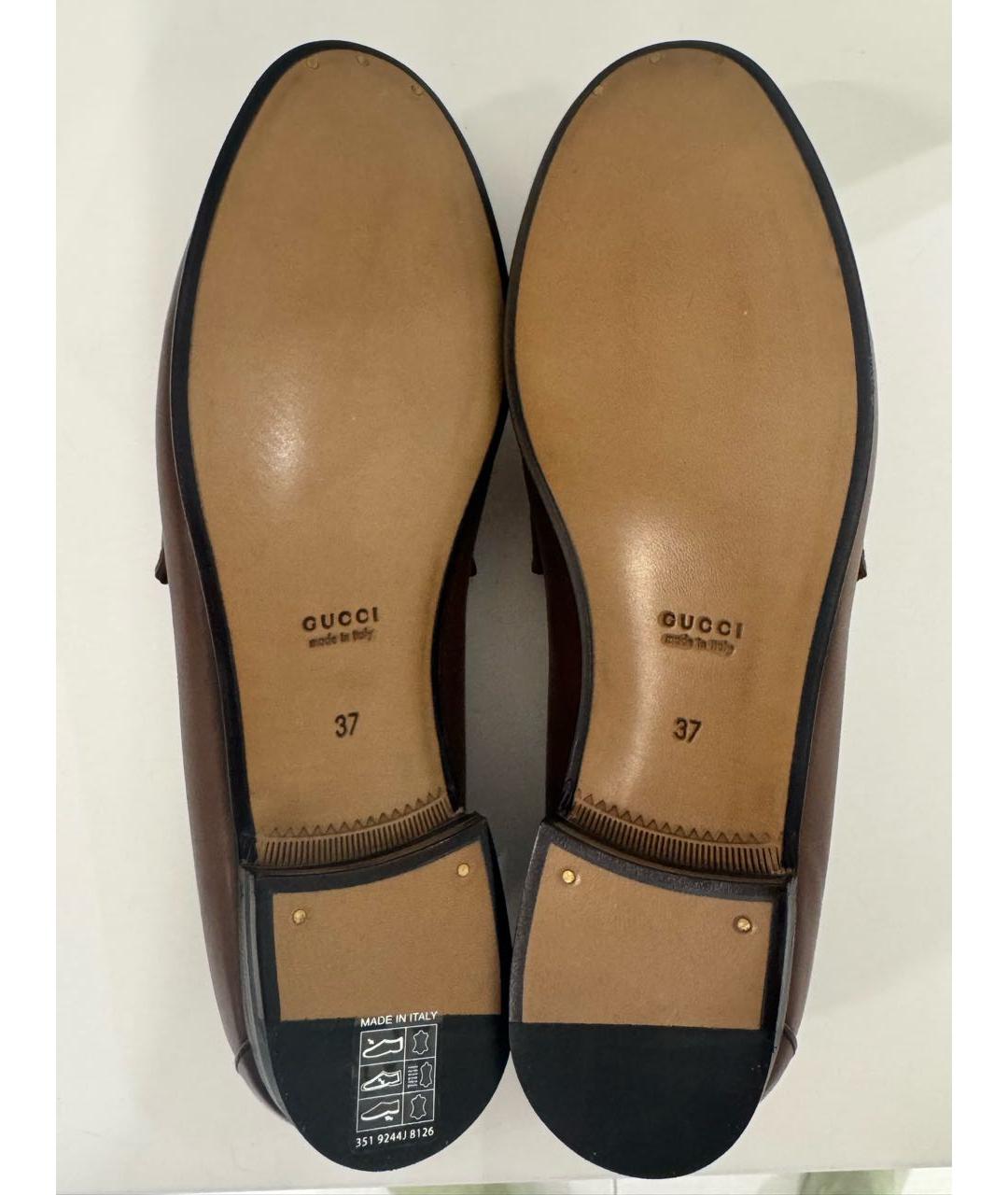 GUCCI Коричневые кожаные лоферы, фото 4