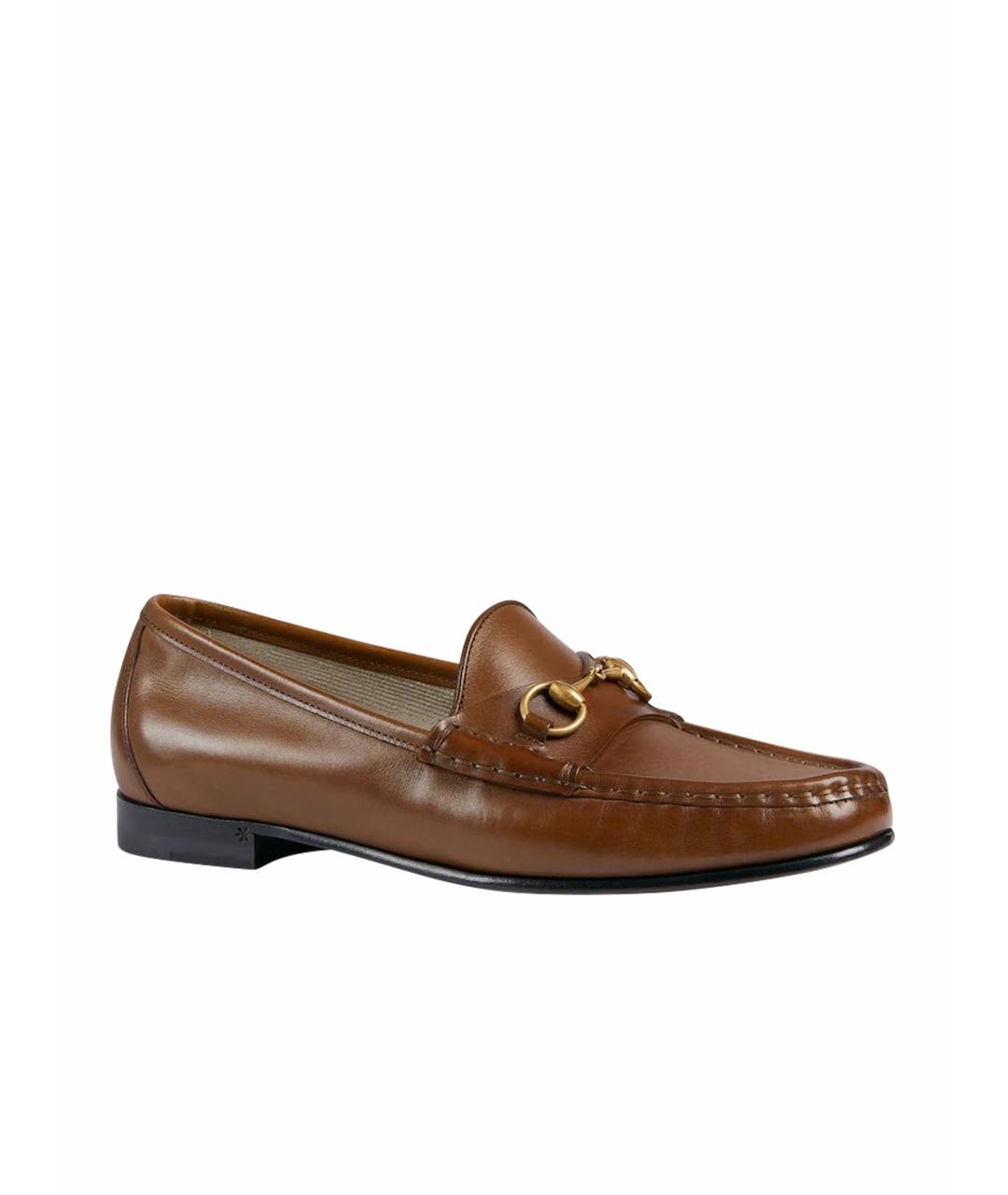 GUCCI Коричневые кожаные лоферы, фото 1