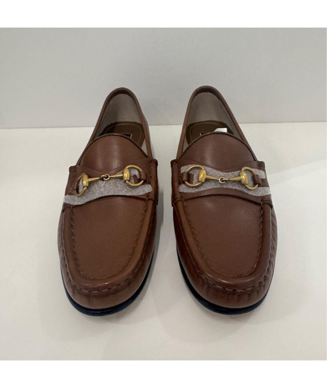 GUCCI Коричневые кожаные лоферы, фото 2