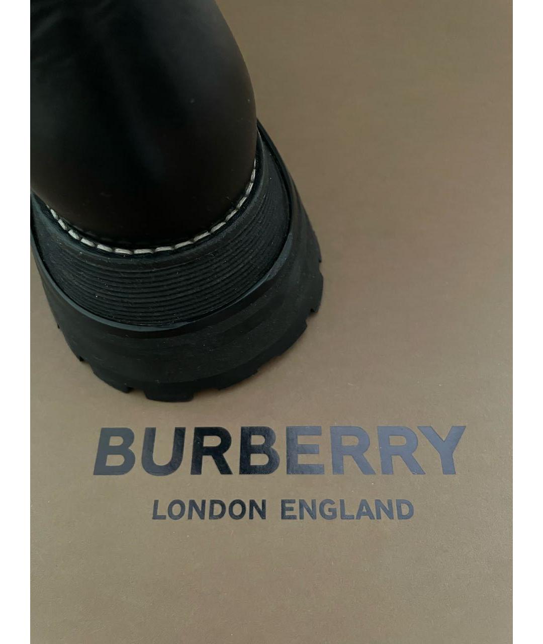 BURBERRY Черные кожаные ботинки, фото 6