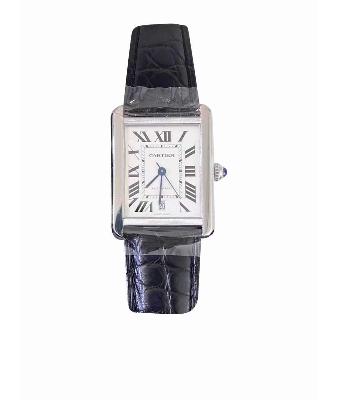 CARTIER Черные кожаные часы, фото 1