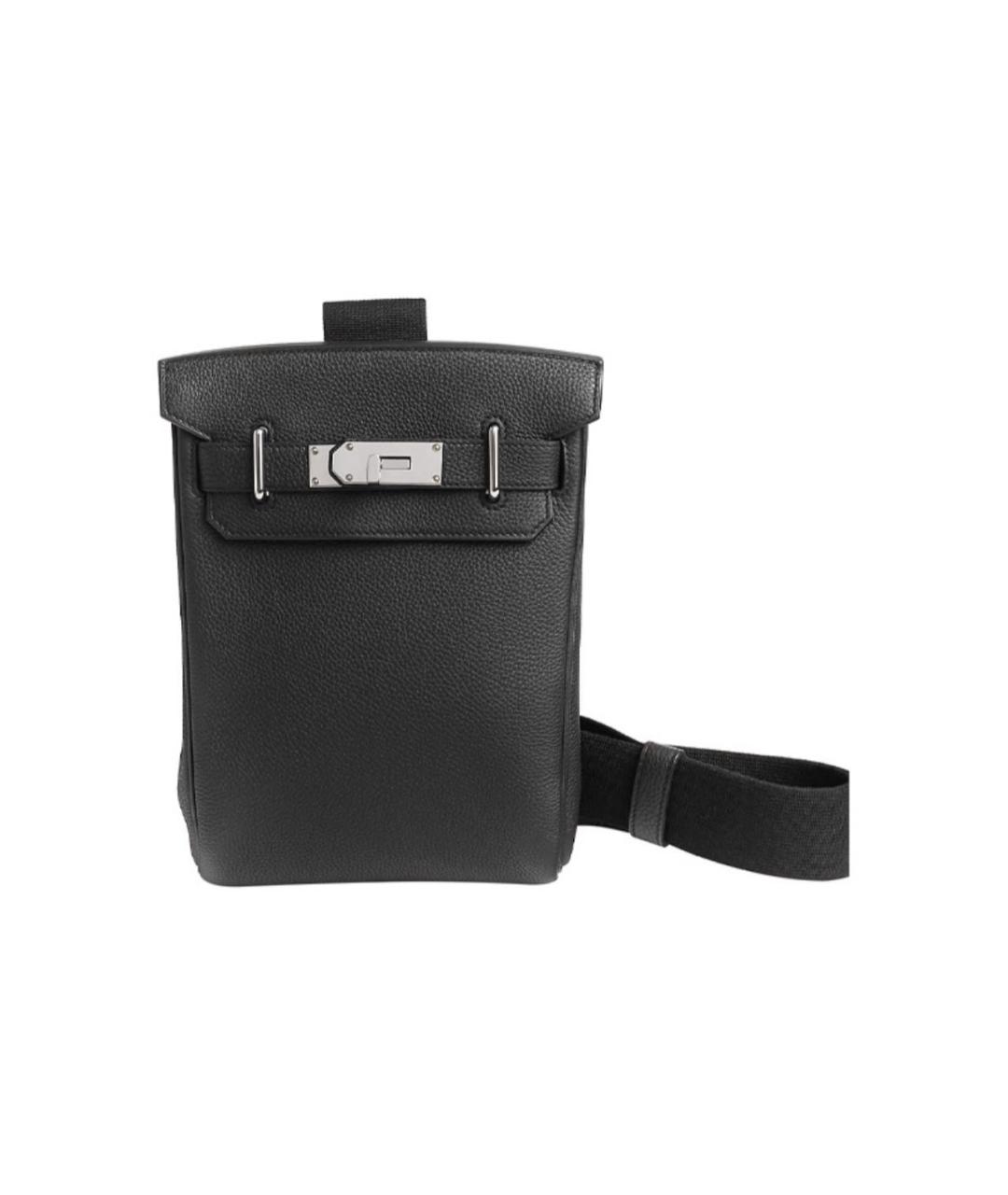 HERMES Черная кожаная сумка на плечо, фото 1