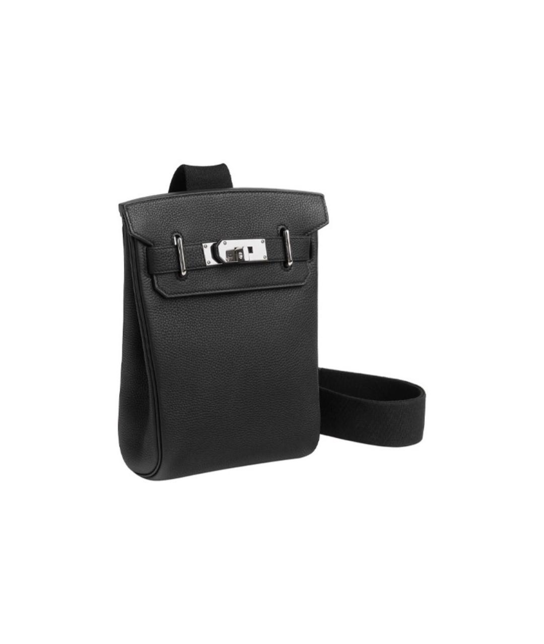 HERMES Черная кожаная сумка на плечо, фото 2